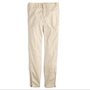 J.Crew skinny stretch cargo pants in Sundried Linen w/ankle zips sz 30T